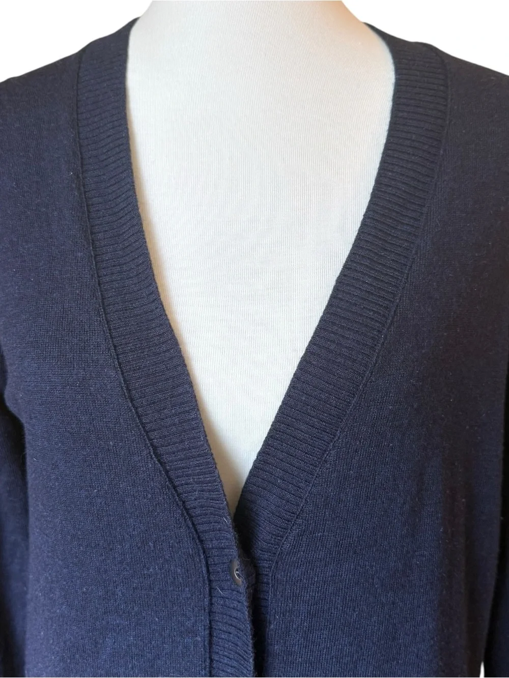 Banana Republic Navy 100% Merino Wool Long Cardigan Sweater Size L Zip Pockets